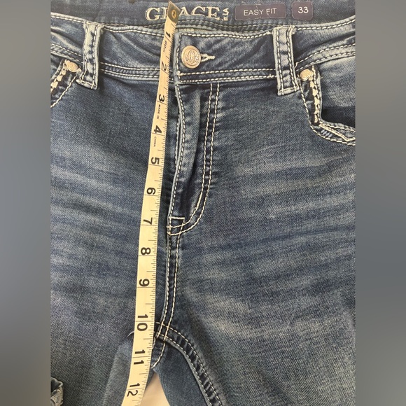 Grace in LA Blue Jeans with Embellished Pockets - Picture 9 of 12